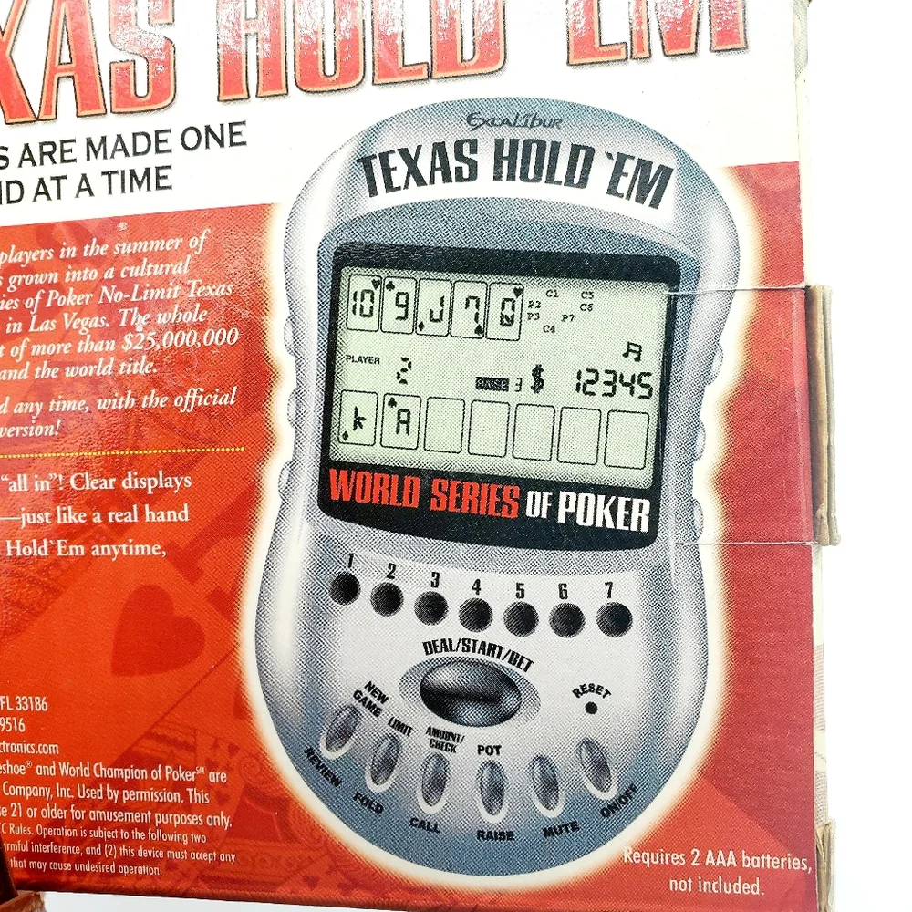 2004 Excalibur World Series Poker Texas Hold Em Handheld Electronic Game New NIB